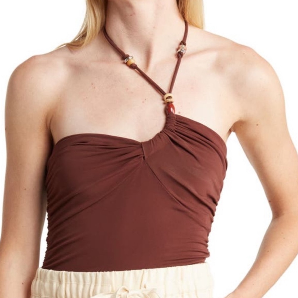 Brown halter asymmetrical top🥥